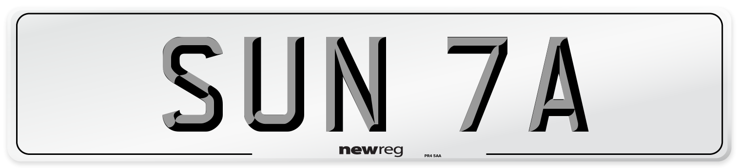 SUN 7A Number Plate from New Reg